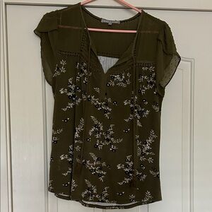 Daniel Rainn Olive Floral Blouse